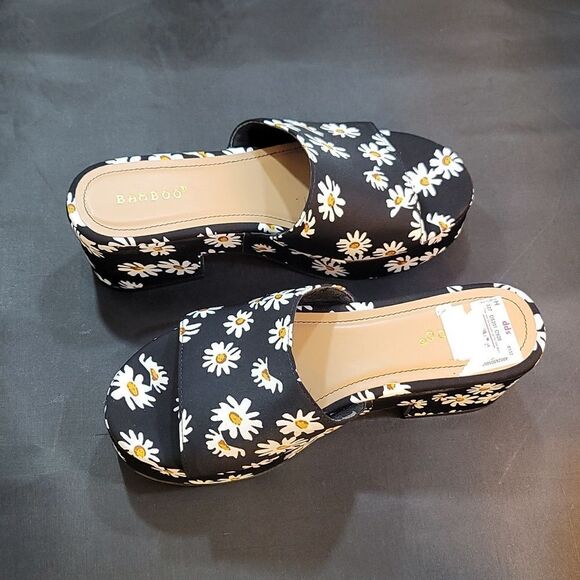 BRAND NEW BAMBOO NICHE-16 DAISY'S FLORAL EMBROIDERED DESIGN PLATFORM SAN… - Picture 9 of 16